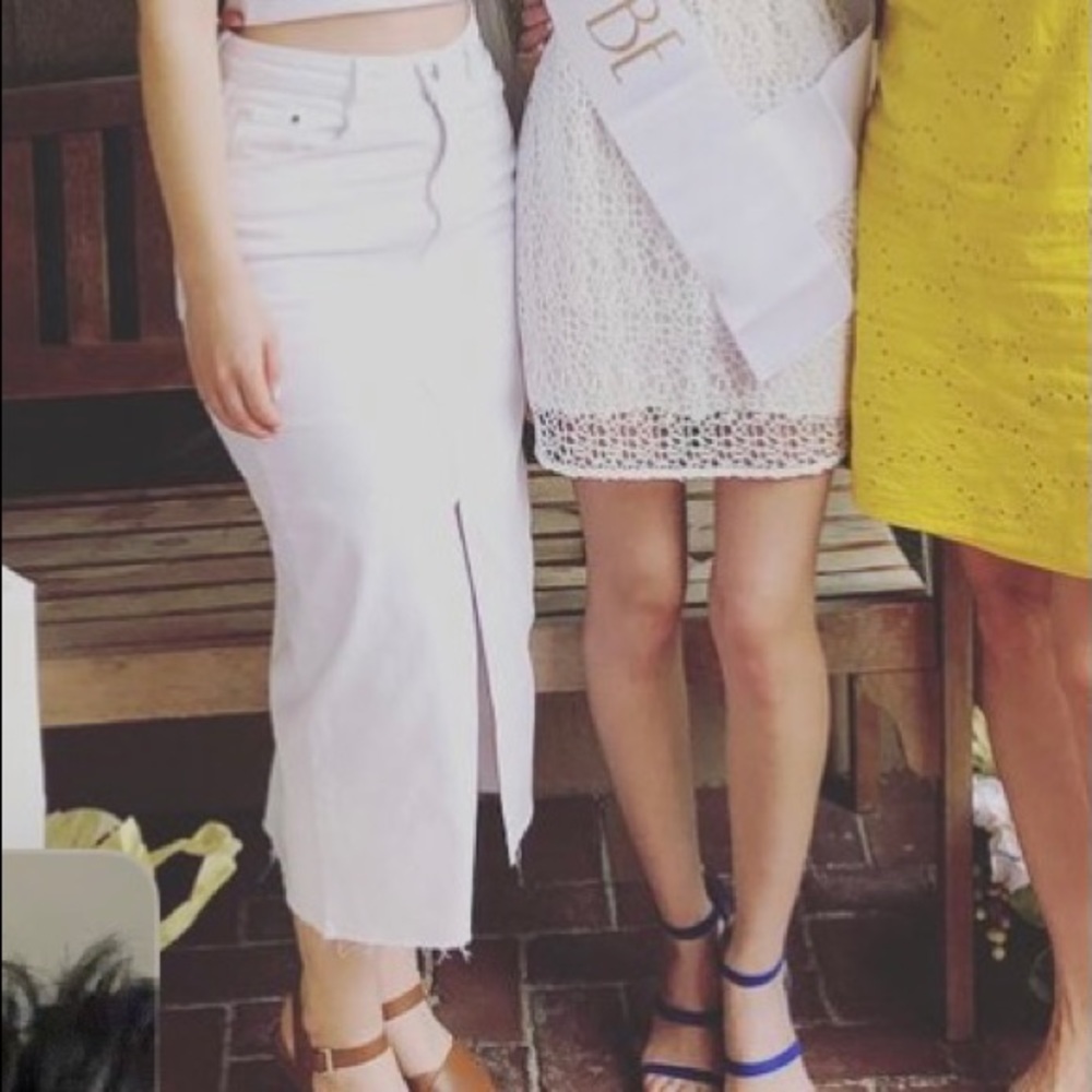 Zara Long White Jean Skirt